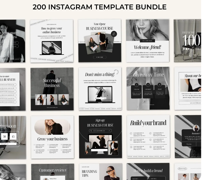 200 Instagram Templates – Social Media Packs and Canva Templates